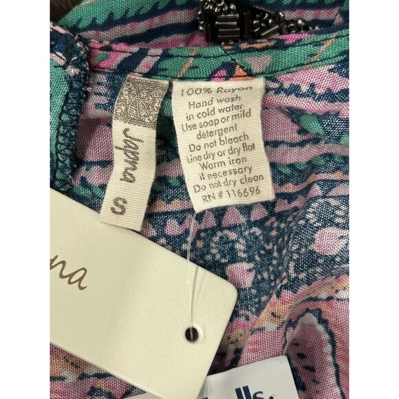 Japna NWT Bohemian Style Multicolor Sleeveless Camisole Top Ethnic Print Sz Smal - Picture 6 of 8